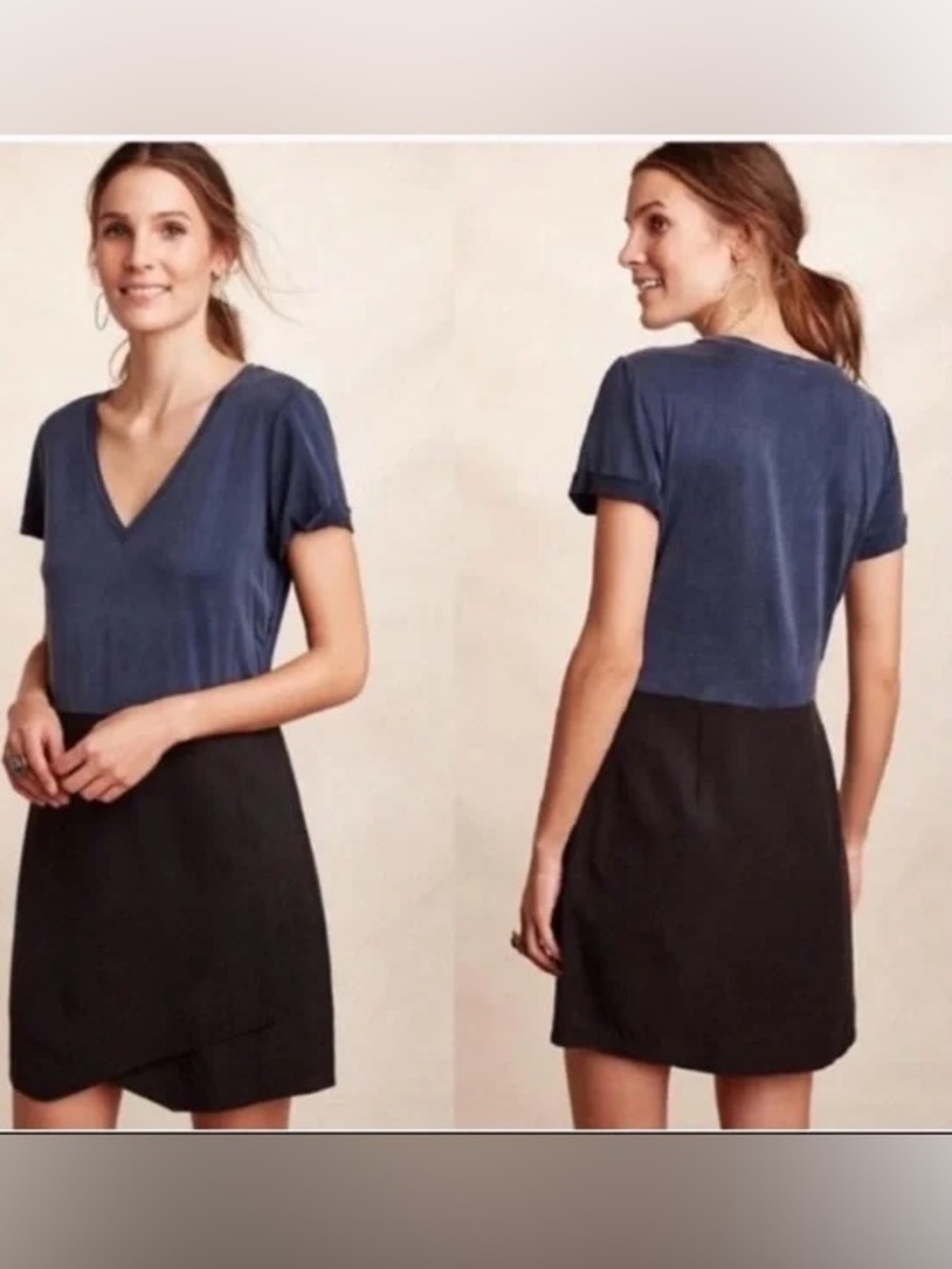 Anthropologie Dolan black & blue colour block dress, small
